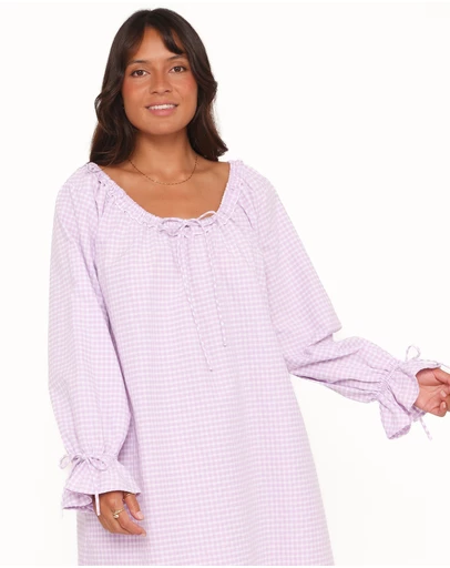 Petal & Pup - Wendy Mini Dress - Lilac Gingham
