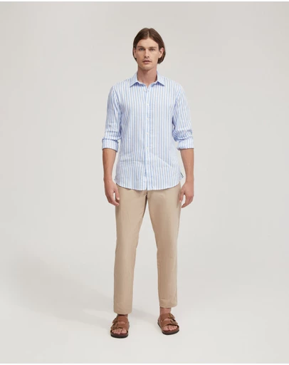 Oxford - Fergus Linen Striped Shirt