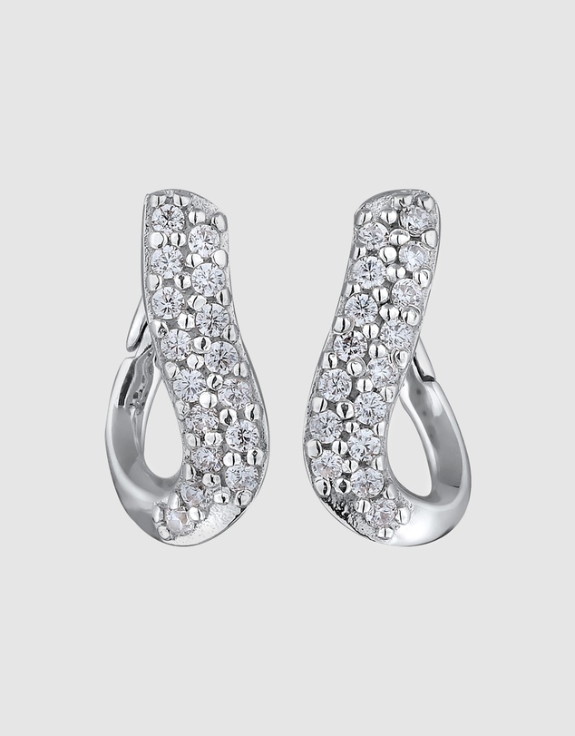 Elli Jewelry - Zirconia Twisted Hoop Earrings in 925 Silver