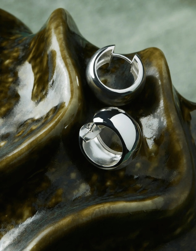 Najo - Daynight Silver Huggie Earrings
