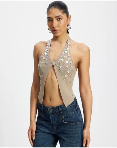 Jaded London - Button Knit Halter Top