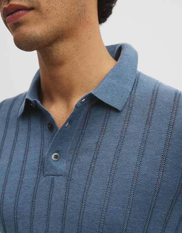 Country Road - Linen Cotton Stripe Knit Polo