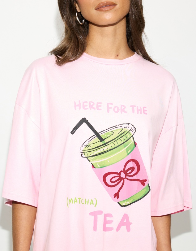 Dazie - Here For The Tea Oversized Graphic Tee