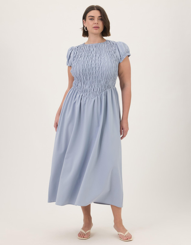 Atmos&Here Curvy - Blair Checkered Cotton Blend Midi Dress