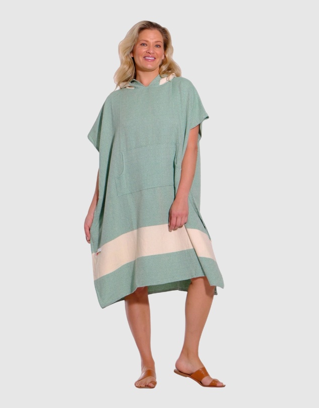 Tolu Australia - Adult Hooded Beach Towel in Green – Quick-Dry Swim Poncho for Swimming & Surfing