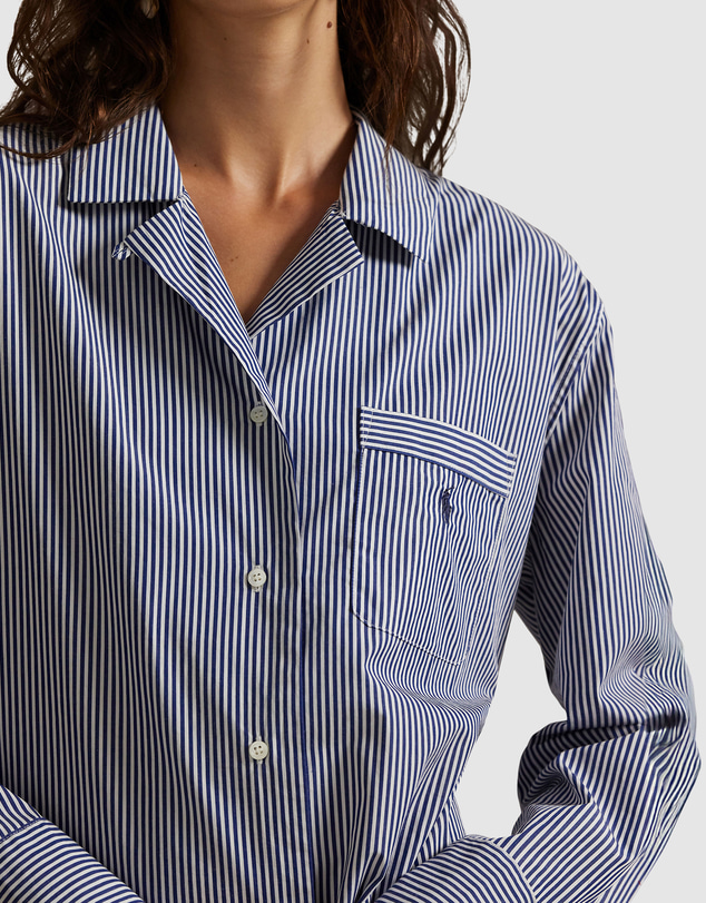 Polo Ralph Lauren - Shirting Stripes Long Sleeve Button Down Cotton Sleep Shirt
