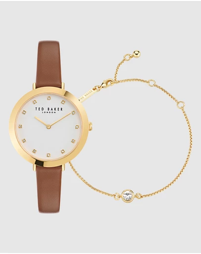 Ted Baker - Ammy Iconic Tan Leather Watch and Bracelet Gift Set
