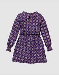 Quapi - Kala Long Sleeve Retro AOP Dress - Kids-Teens