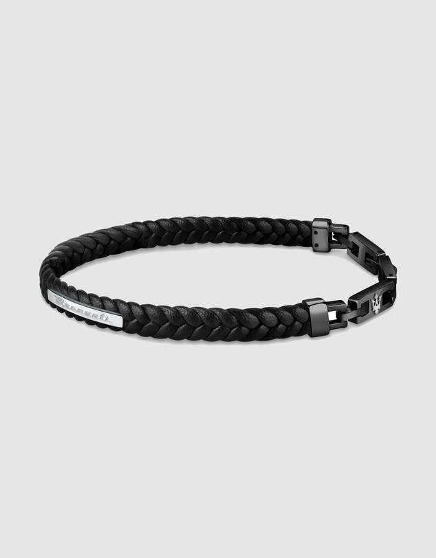 Maserati - Black with Silver 22.5cm Recycled Leather Bracelet