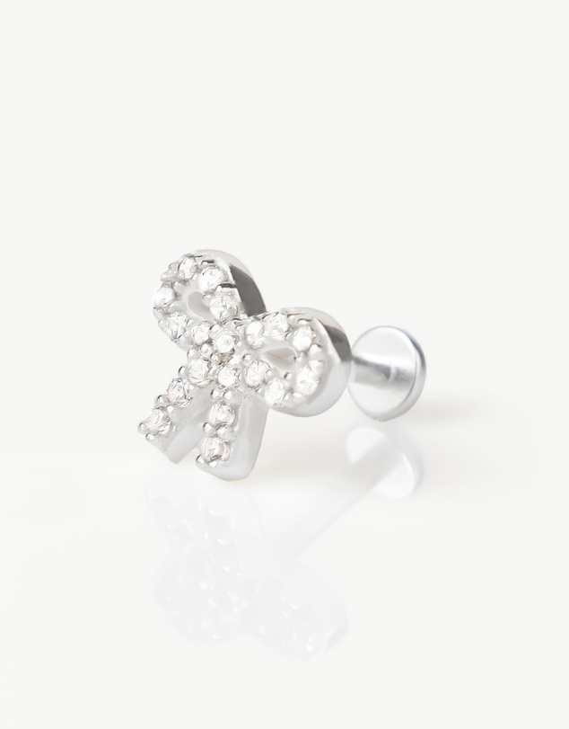 Wanderlust + Co - Bow Pave Flat Back Earring