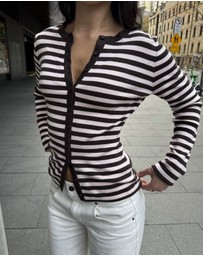 Dazie - Zadie Striped Knit Long Sleeve Cardigan