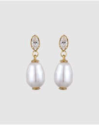 Elli Jewelry - Earrings Stud Pearl 925 Sterling Silver Gold-Plated