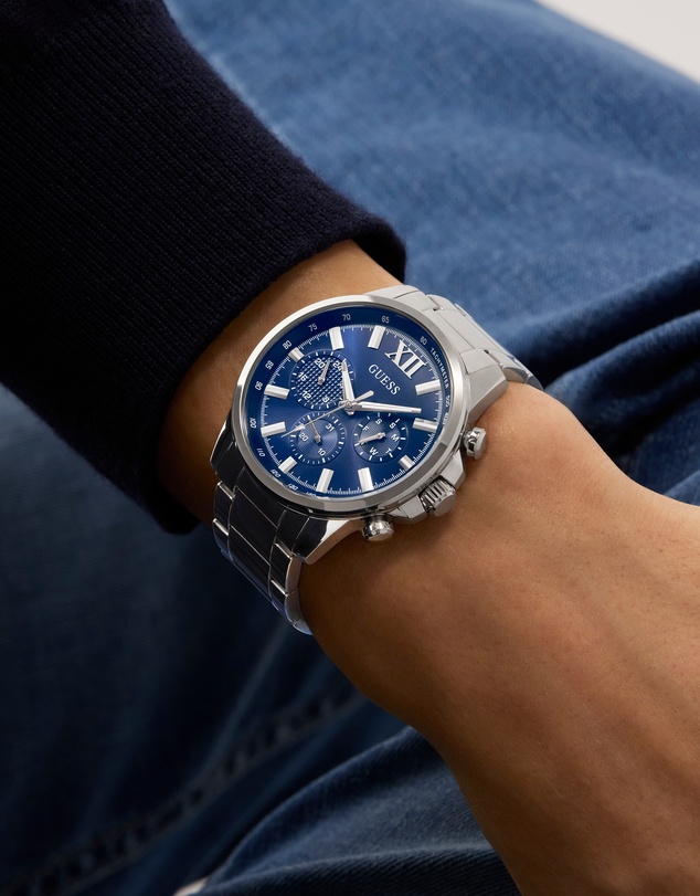 GUESS - Guess Men's Silver Tone 44mm Multi-function Watch