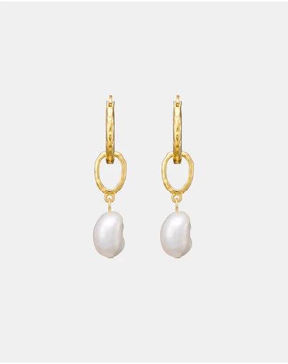 Zoe Olivia - 14K Gold Vermeil Pearl Drop Huggie Earrings