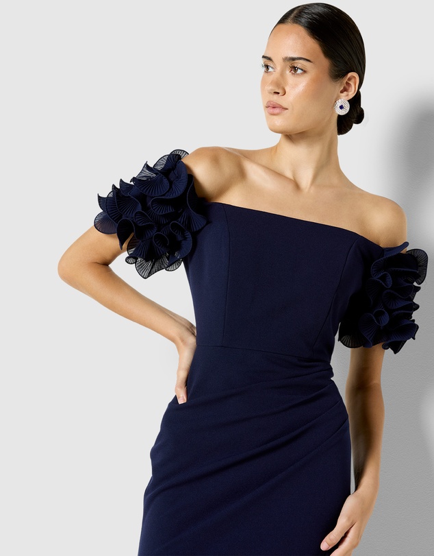 Montique - Diana Ruffle Sleeve Gown