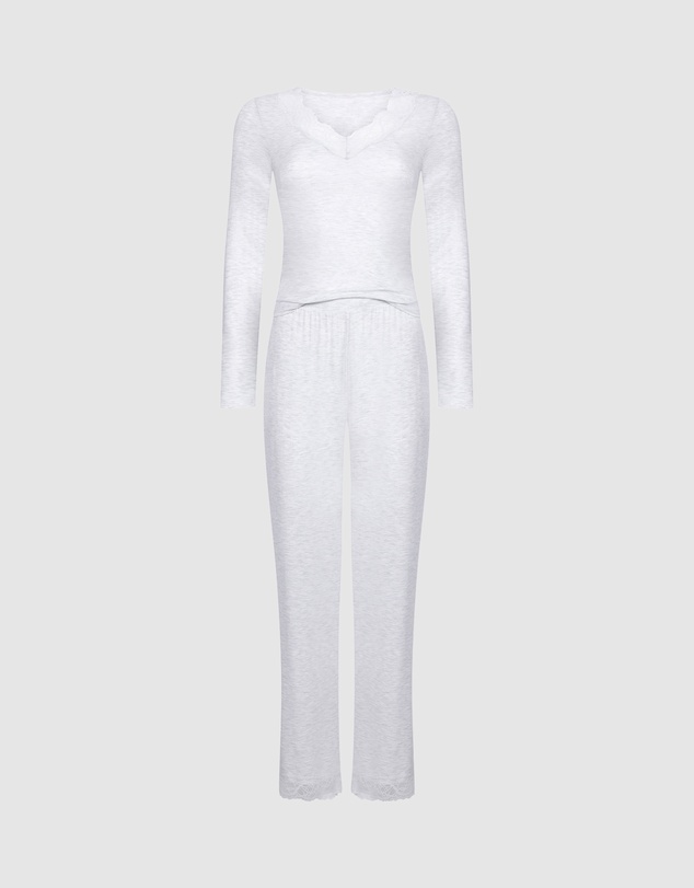 Hunkemoller - Long Sleeve Jersey Modal Lace PJ Set