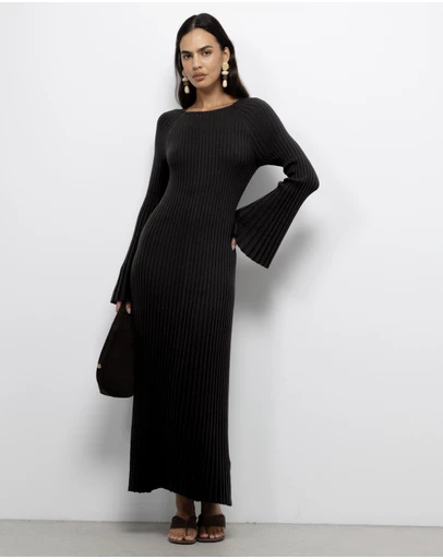 AERE - Indi Accordian Pleated Organic Knit Dress