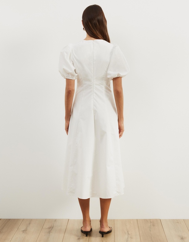 Atmos&Here - Ally Cotton Puff Sleeve Midi Dress