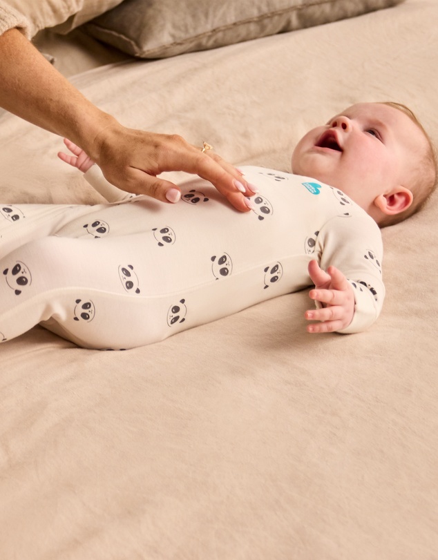 Love to Dream - Side Zip Romper Bamboo Cream Sleepy Pandas