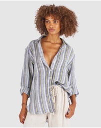 CAMIXA - Poppy Oversized Striped Linen Shirt