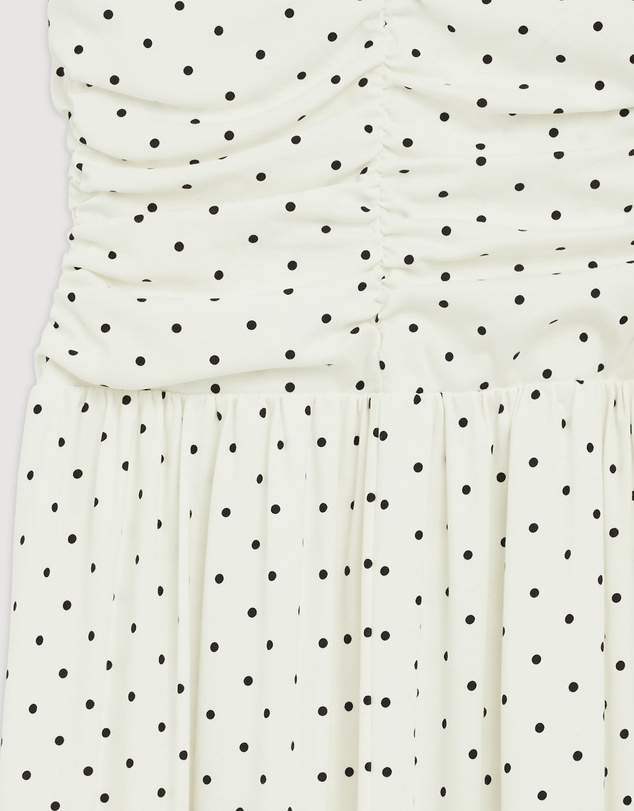Revibe - Repaired AERE Lottie Spot Ruched Midi Dress - AU 12