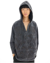 THE TALES - Textured Flower Embroidered Hooded Jacket
