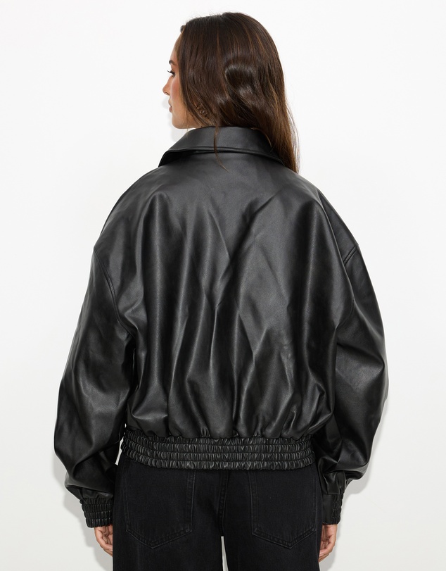 Dazie - Alaia Leather Look Bomber Jacket