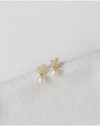 The White Collection - Lola - Delicate Gold Pearl Bridal Earrings
