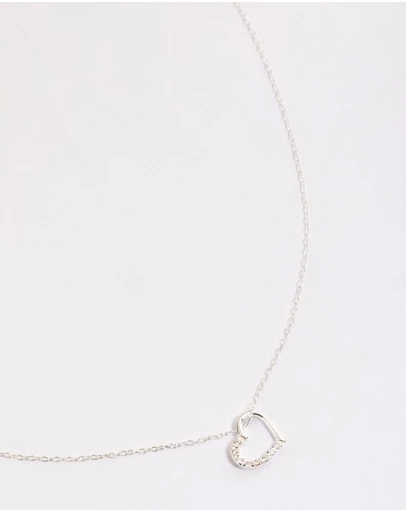 Lovisa - Sterling Silver Cubic Zirconia Pave Heart Necklace