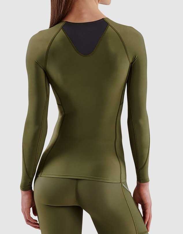 SKINS - SKINS Compression Women's Series-3 Active Long Sleeve Top Khaki