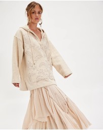 THE TALES - Textured Flower Embroidered Hooded Jacket