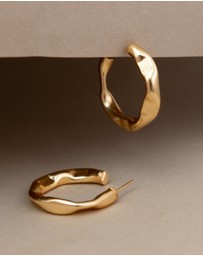 Meshca - Flat Beaten Hoop Earrings