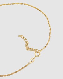 Elli Jewelry - Anklet Twisted Cord Trend Adjustable in 925 Sterling Silver Gold Plated