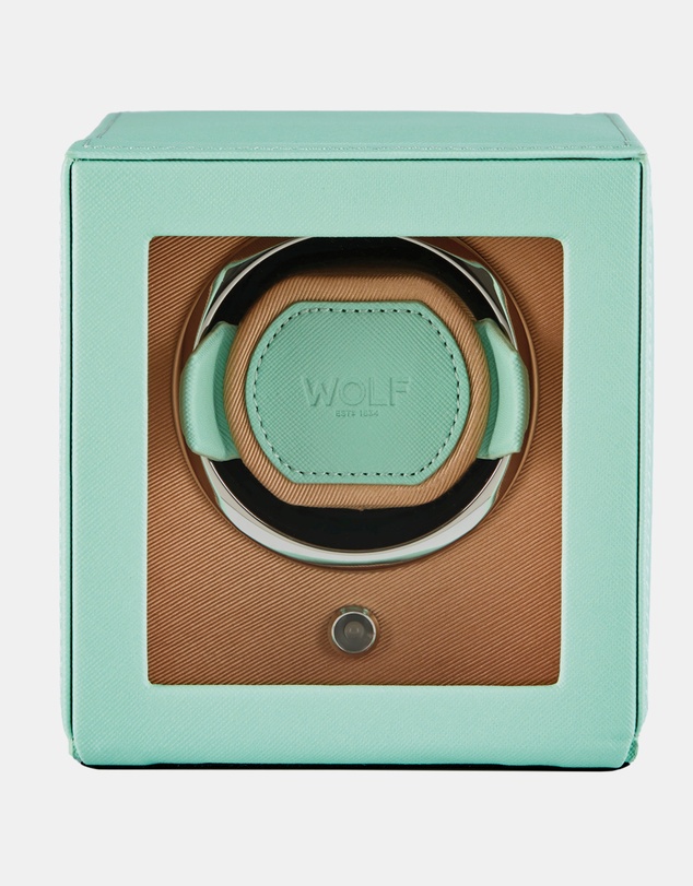 Wolf - WOLF Cub Seltzer Single Watch Winder with Cover Mint/Peach