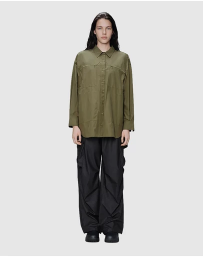 RAINS - Light Woven Long Sleeve W Shirt Moss