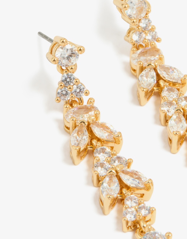 Lovisa - Gold Plated Cubic Zirconia Alternating Vine Linear Drop Earrings