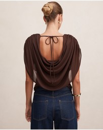 Forever New - Olivia Draped Mesh Cape Top