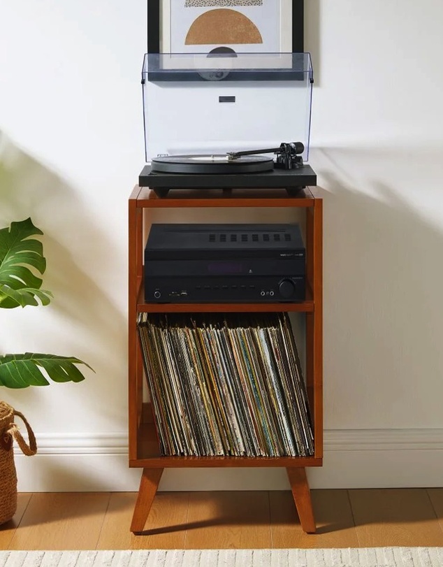 Crosley - Crosley Asheville Small Record Player Stand - Walnut