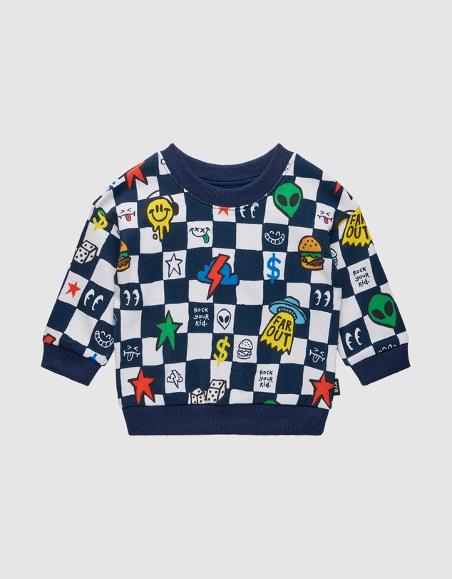 Rock Your Baby - Far Out Check Baby Alexander Sweater