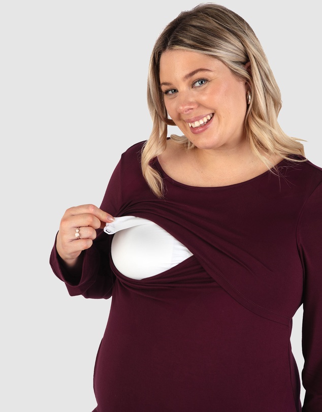 B Free Intimate Apparel - Bamboo Long Sleeve Maternity & Nursing Dress