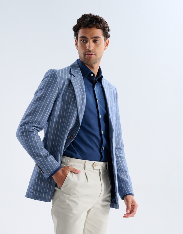 3 Wise Men - 3 Wise Men Edmund Blue Linen Blazer