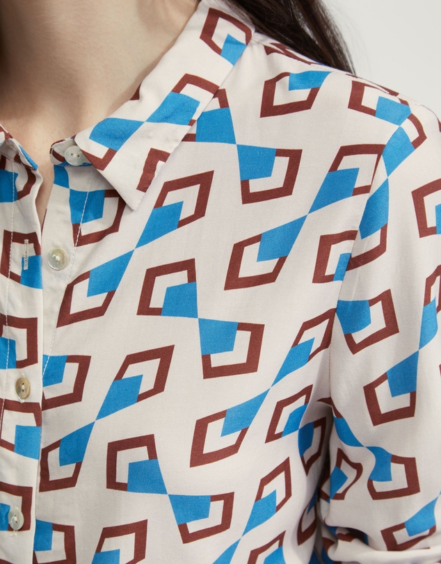 Oxford - Poppy Geo Print Shirt