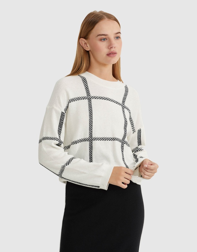 Oxford - Peggy Graphic Crew Neck Knit Top