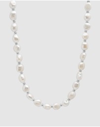 Nialaya Jewellery - Men's Baroque Pearl Choker with Silver