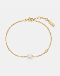 Ania Haie - Gold Shell Pearl & Bezel-Set Sparkle Bracelet