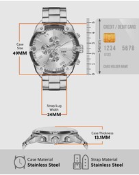 Diesel - Spiked Silver Tone Chronograph Watch