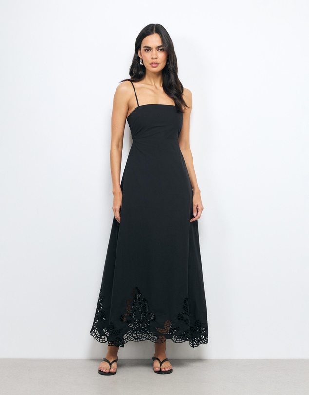 AERE - Elke Embroidered Midi Dress