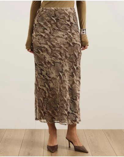 Atmos&Here - Keira Snake Print Maxi Skirt