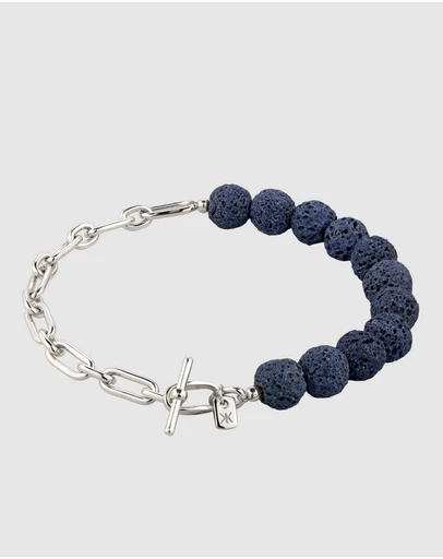 Kuzzoi - ICONIC EXCLUSIVE - Blue Lava Oval Link Chain Bracelet in 925 Silver