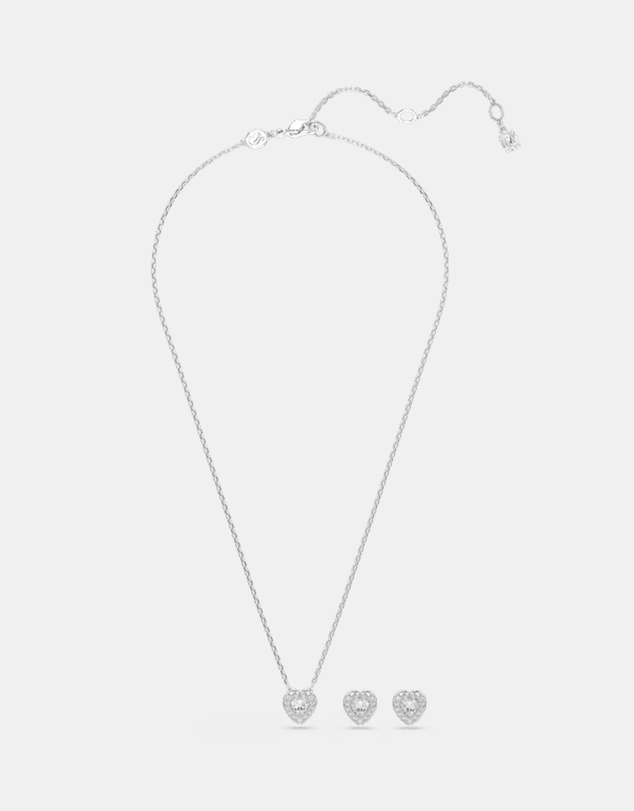 Swarovski - Ariana Grande X Swarovski Set, Mixed Cuts, Heart, White, Rhodium Plated